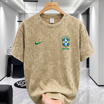ACID WASH DROP SHOULDER T-SHIRT Beige Brazil product image