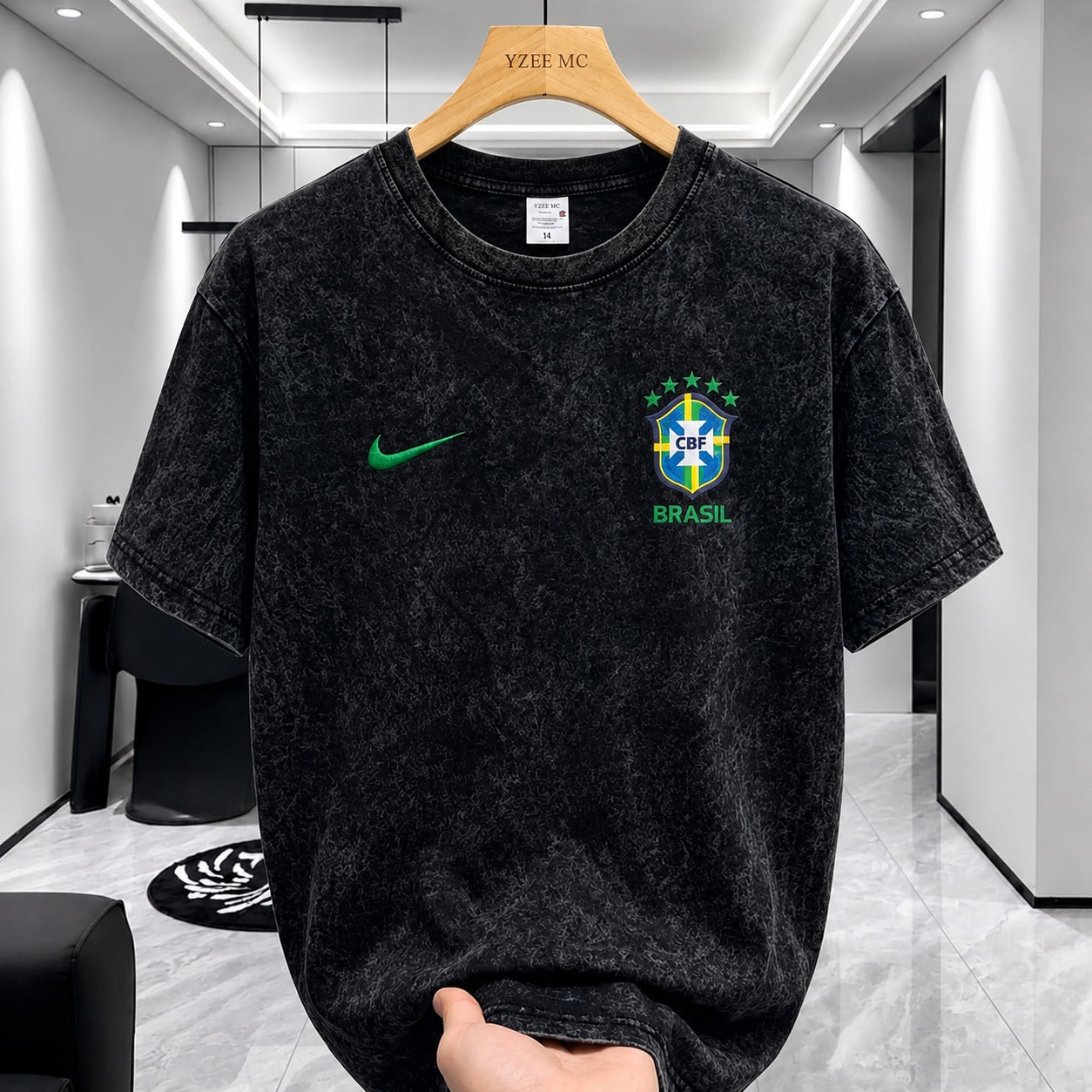 ACID WASH DROP SHOULDER T-SHIRT Black Brazil product image