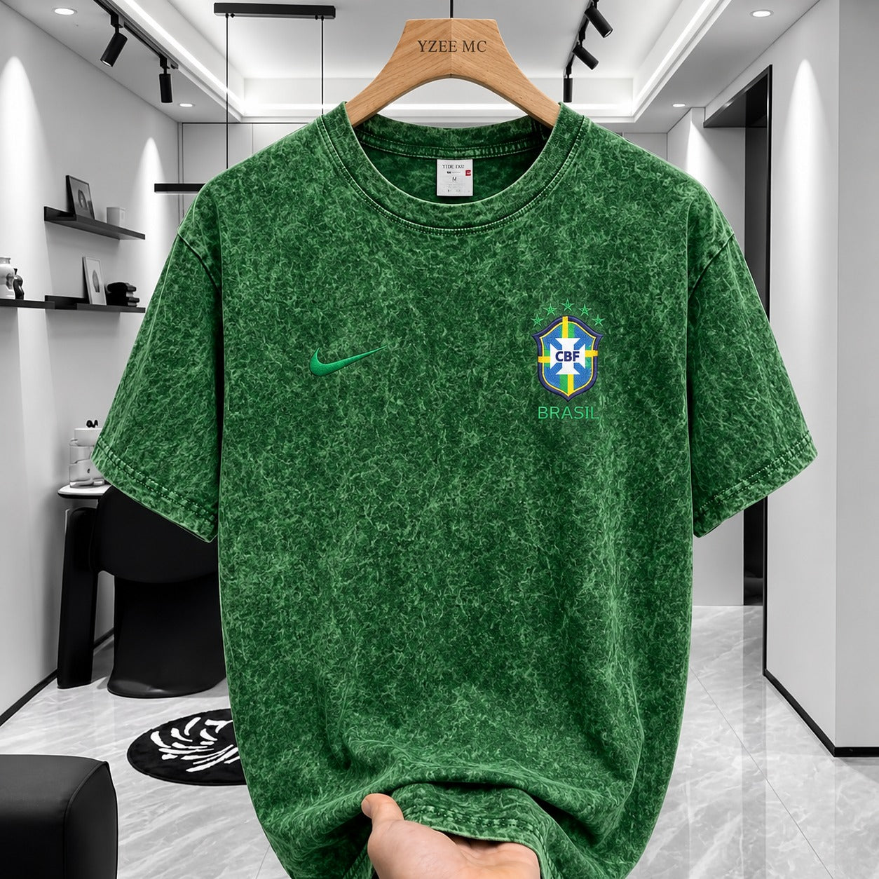 ACID WASH DROP SHOULDER T-SHIRT Green Brazil product image