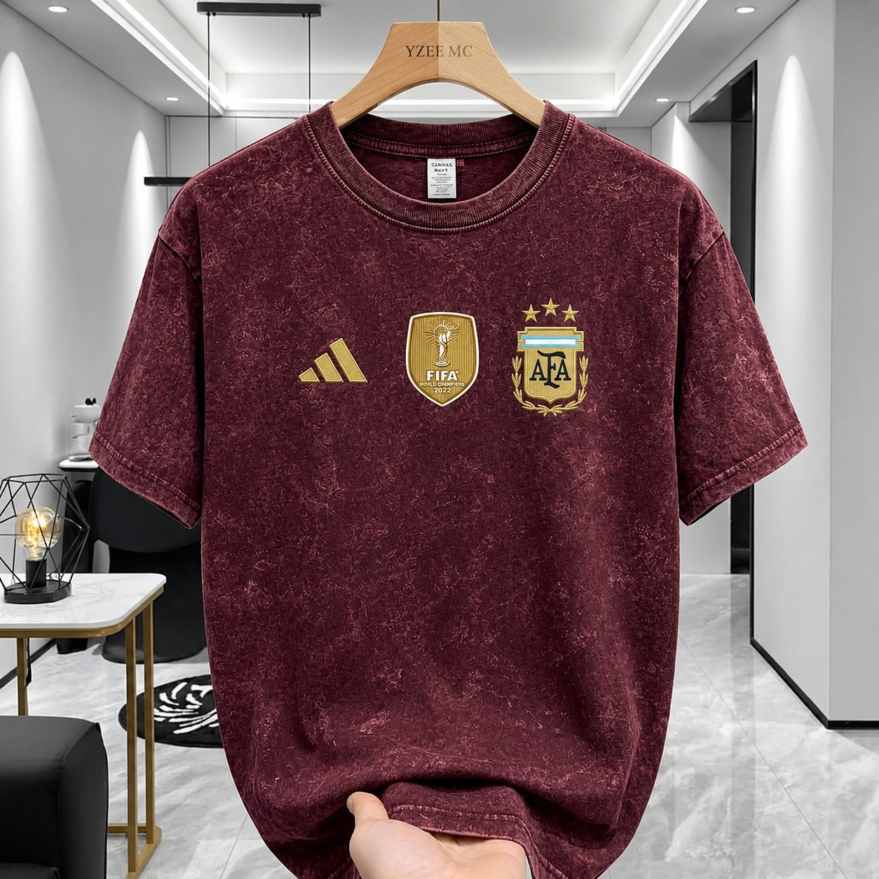 ACID WASH DROP SHOULDER T-SHIRT Maroon Argentina product image