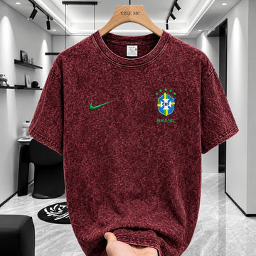 ACID WASH DROP SHOULDER T-SHIRT Maroon Brazil product image