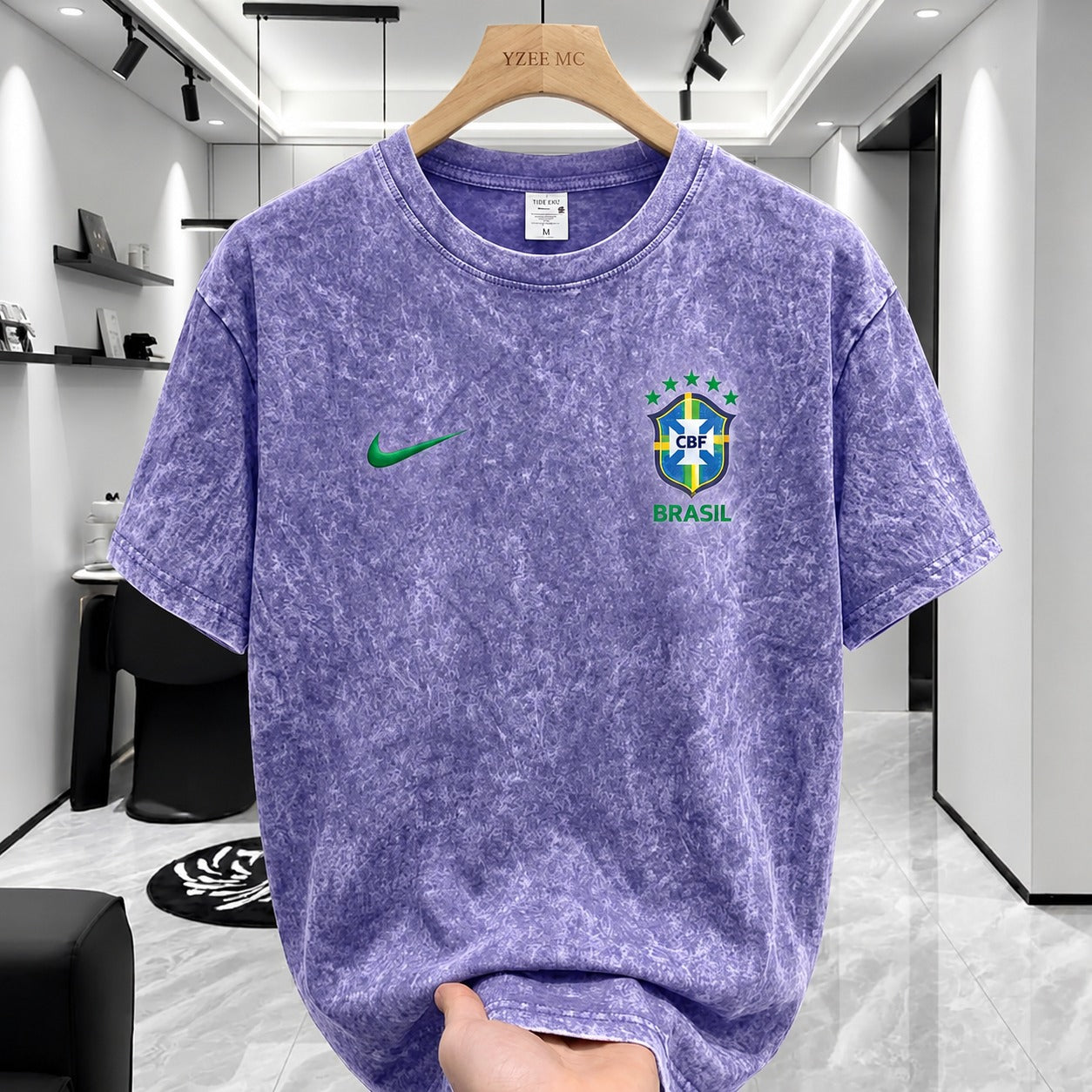 ACID WASH DROP SHOULDER T-SHIRT Purple Brazil product image