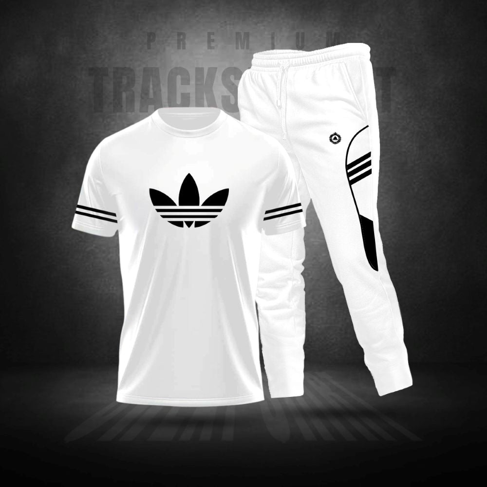Imported PP T-Shirt and Trouser Set - White Black Sports
