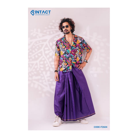 Intact Purple Color Step Lungi main product photo