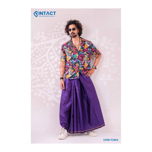 Intact Purple Color Step Lungi main product photo