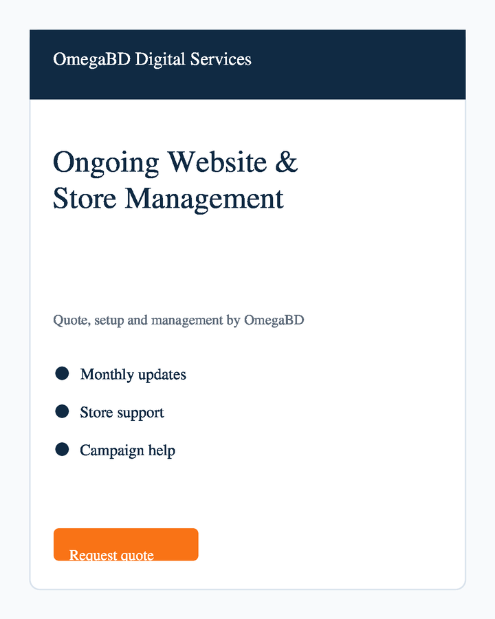 OmegaBD Ongoing Website & Store Management