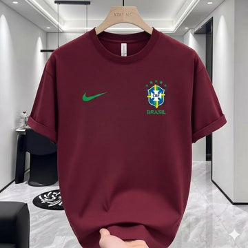 Premium Drop Shoulder T-Shirt Maroon Brazil product image