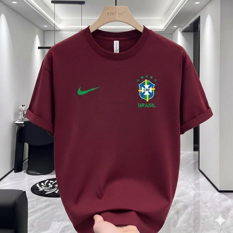 Premium Drop Shoulder T-Shirt Maroon Brazil product image