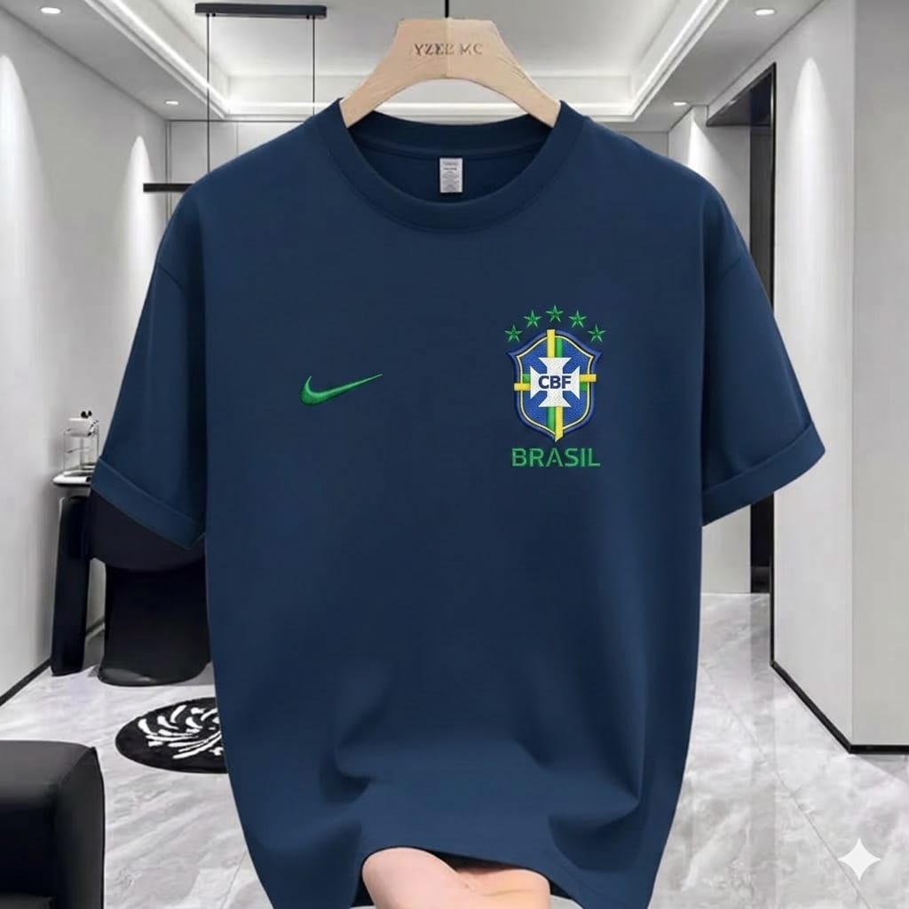 Premium Drop Shoulder T-Shirt Navy Blue Brazil product image