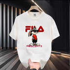 Premium Drop Shoulder T-Shirt Sports Graphic Collection - White Cartoon Logo