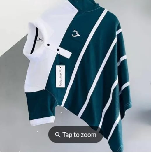 Premium Half Sleeve Polo Shirt - Teal White Stripe