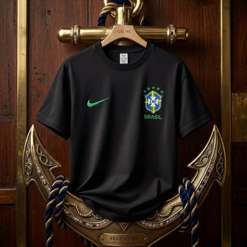 Premium World Cup Drop Shoulder T-Shirt Black Brazil product image