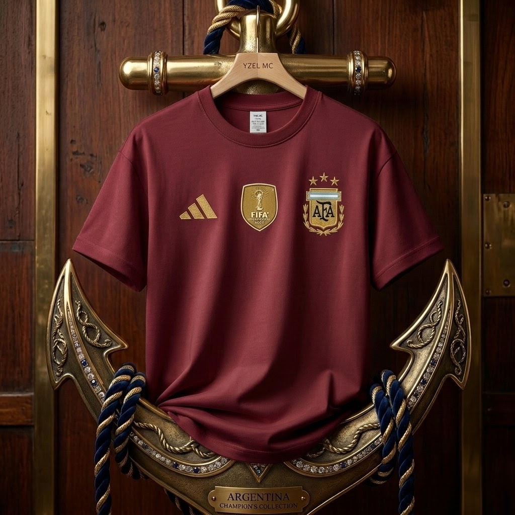 Premium World Cup Drop Shoulder T-Shirt Maroon Argentina product image