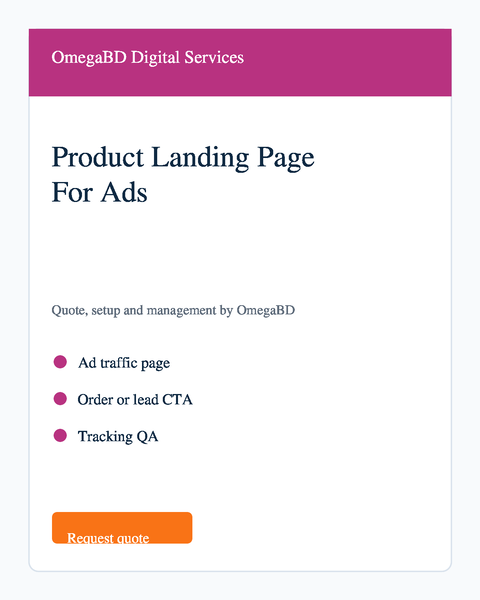 Product Landing Page For Ads OmegaBD digital service