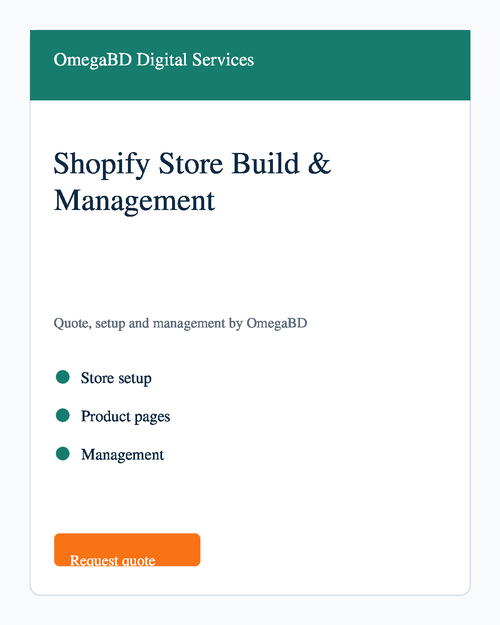 Shopify eCommerce Store Design, Development & Management OmegaBD digital service