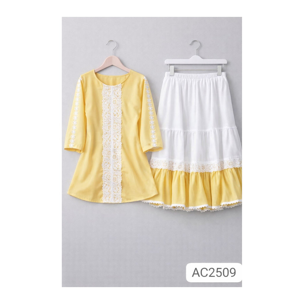 Trendy Ladies Tops and Skirt Set - Yellow