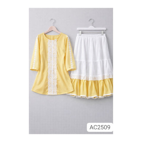Trendy Ladies Tops and Skirt Set - Yellow