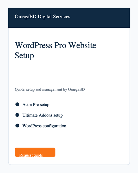 WordPress Pro Website Setup Bundle OmegaBD digital service