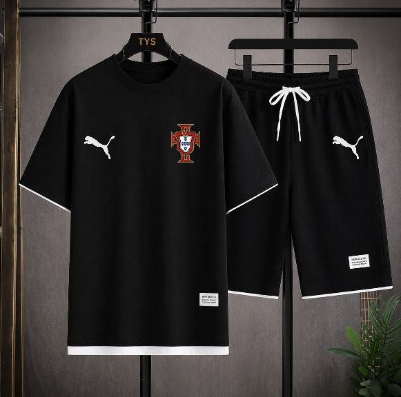 World Cup Mash T-Shirt and Short Pant Set Black Portugal product image