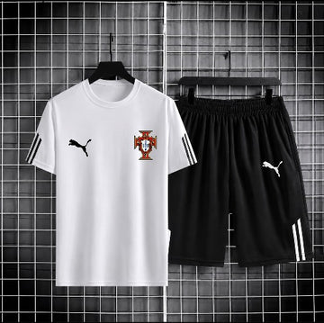 World Cup Mash T-Shirt and Short Pant Set Stripe Sleeve White Portugal product image