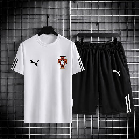 World Cup Mash T-Shirt and Short Pant Set Stripe Sleeve White Portugal product image