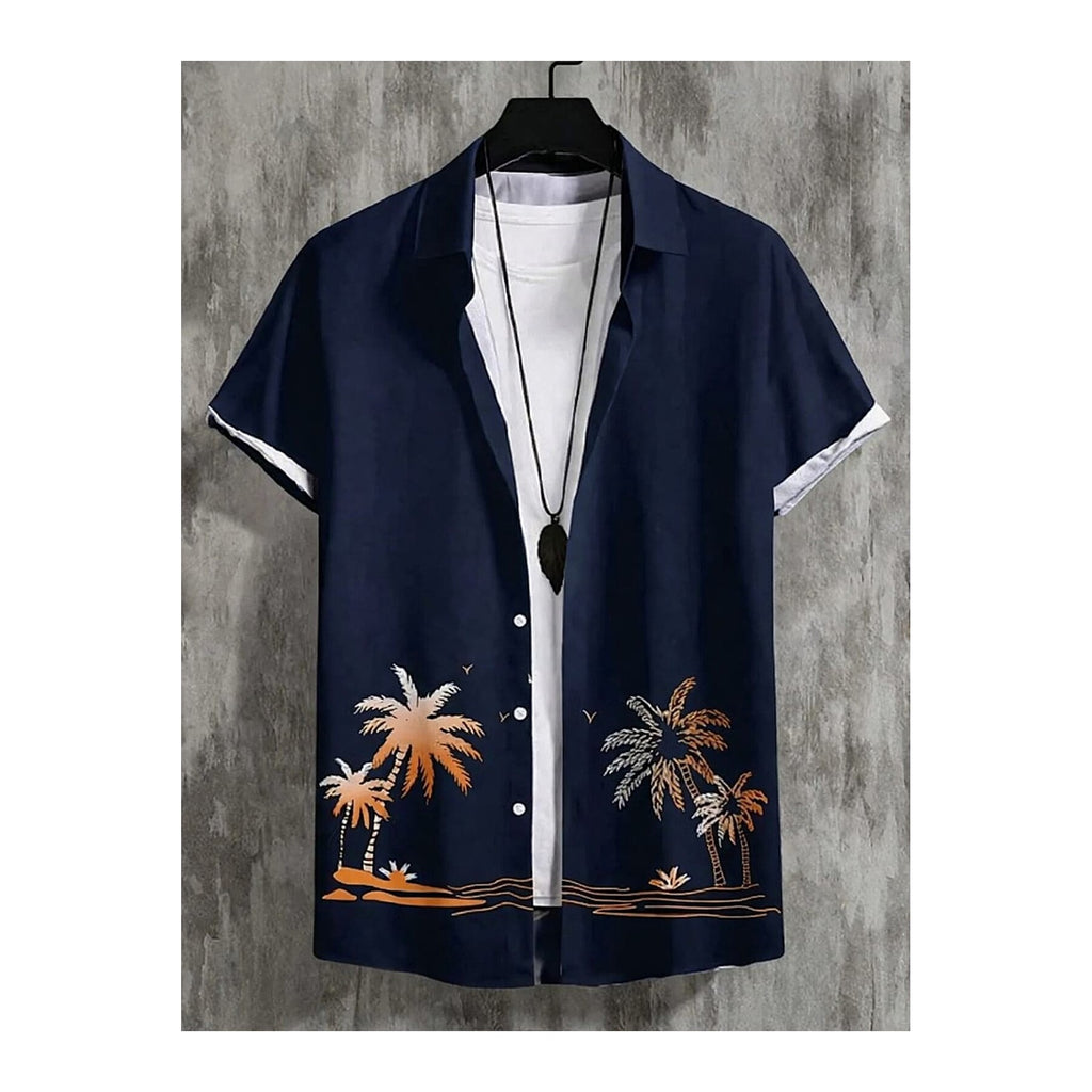 Half Sleeve Casual Shirt - Navy Palm