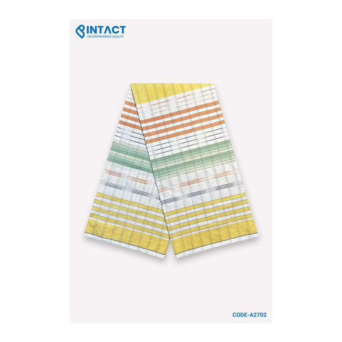 Intact Al-Manar Cotton Lungi - 8 Color Designs - A2702 - Yellow Green Stripe photo 1