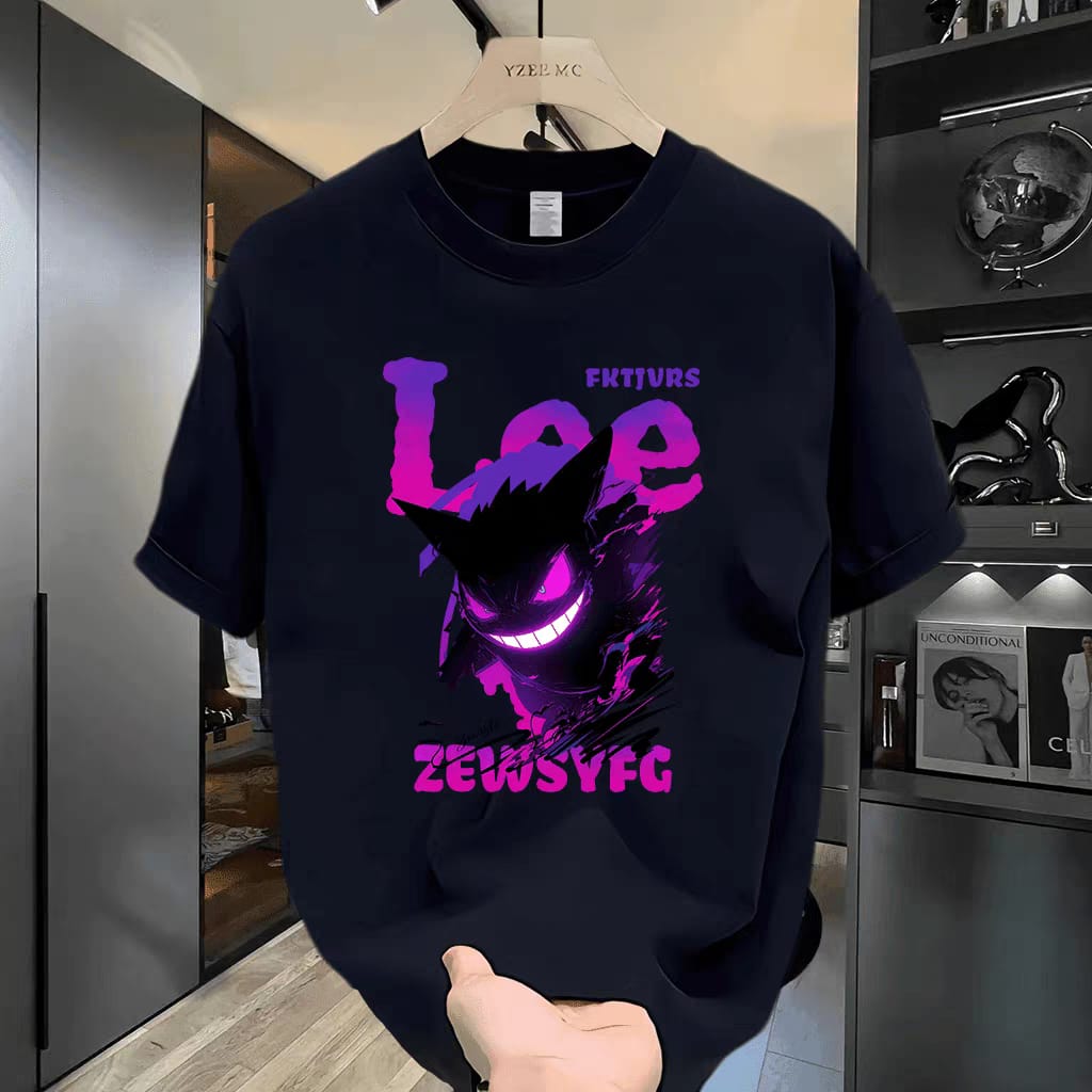 Premium Drop Shoulder T-Shirt Sports Graphic Collection - Navy Purple Letter Graphic