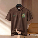 Premium Rubber Print World Cup Polo Shirt Brazil - Brown