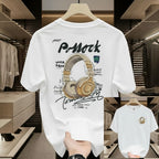 Premium Drop Shoulder T-Shirt - 03 White Headphone Graphic