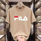 Premium Drop Shoulder T-Shirt Logo Graphic Collection - Beige Logo Print