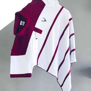 Premium Half Sleeve Polo Shirt - White Maroon Stripe