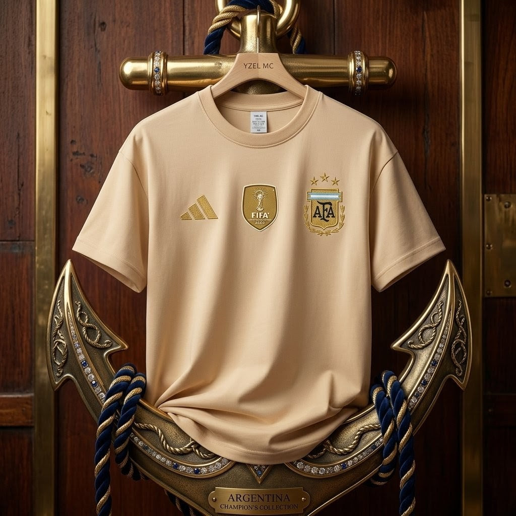 Premium World Cup Drop Shoulder T-Shirt Argentina - Beige