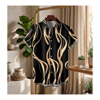 Ultra Soft Casual Half Sleeve Shirt - Black Wave