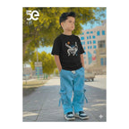 Boys Denim Pant and T-Shirt Set Panda and Graphic Prints - 04 Black Horse Graphic