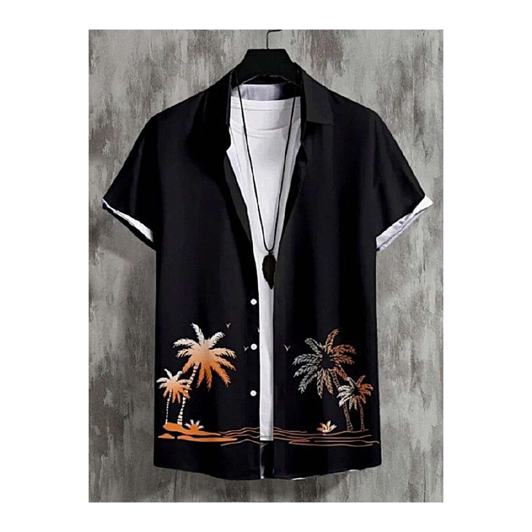 Half Sleeve Casual Shirt - Black Palm