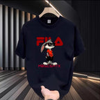 Premium Drop Shoulder T-Shirt Sports Graphic Collection - Navy Cartoon Logo