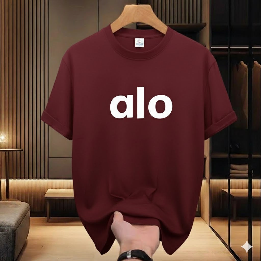 Premium Drop Shoulder T-Shirt Text Graphic Collection - Maroon Text Logo