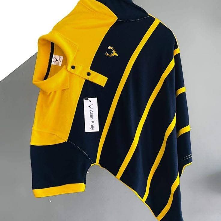 Premium Half Sleeve Polo Shirt - Yellow Black Stripe