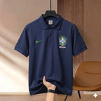 Premium Rubber Print World Cup Polo Shirt Brazil - Navy