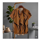Ultra Soft Casual Half Sleeve Shirt - Camel Wave