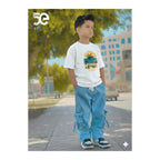 Boys Denim Pant and T-Shirt Set Graphic Prints - 05 White Palm Sunset