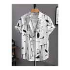 Half Sleeve Casual Shirt - White Abstract