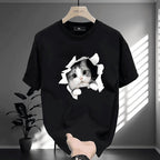Premium Drop Shoulder T-Shirt Logo Graphic Collection - Black Cat Graphic