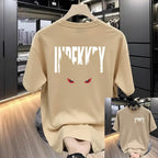 Premium Drop Shoulder T-Shirt Text Graphic Collection - Beige Text Graphic