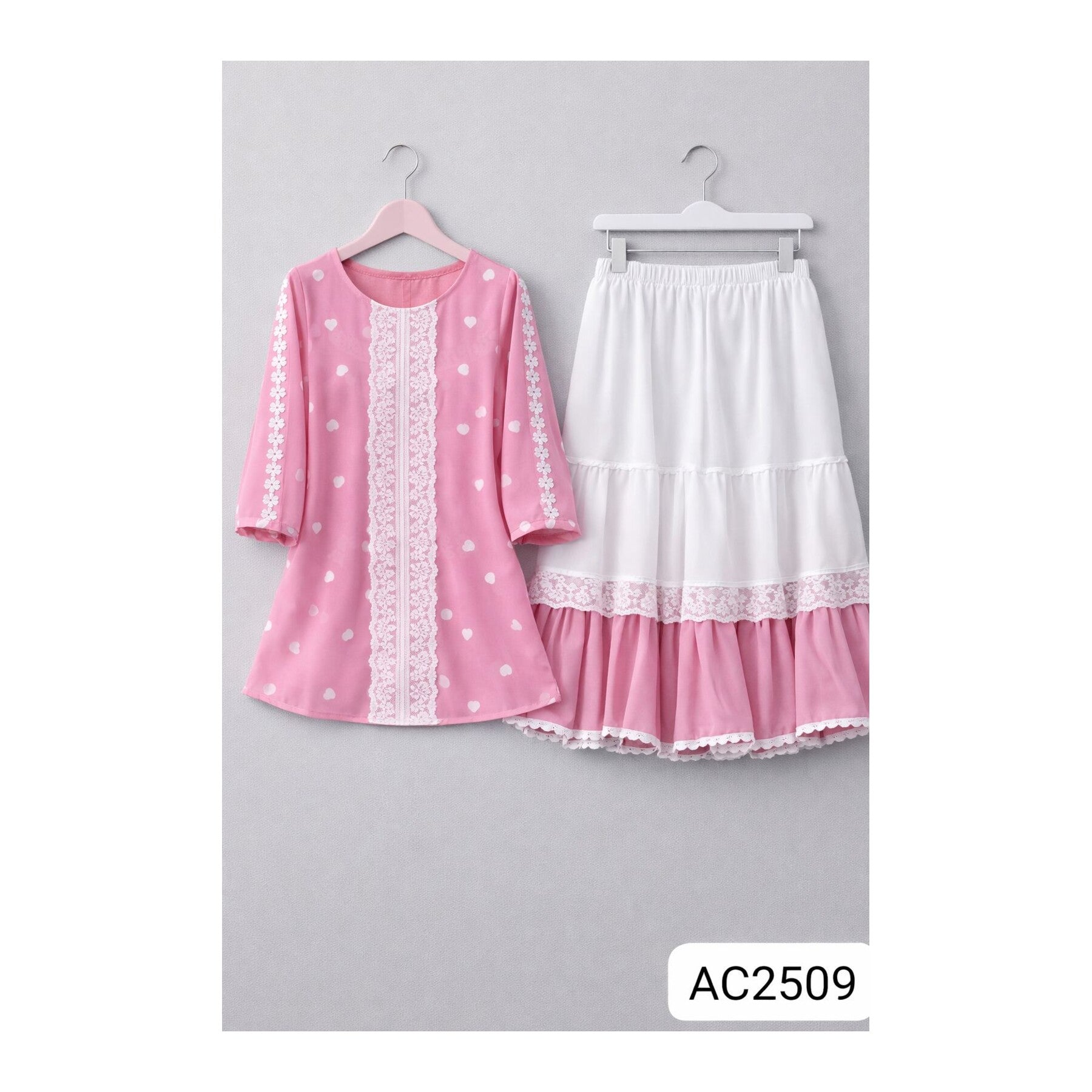 Trendy Ladies Tops and Skirt Set - Pink