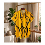Ultra Soft Casual Half Sleeve Shirt - Yellow Wave