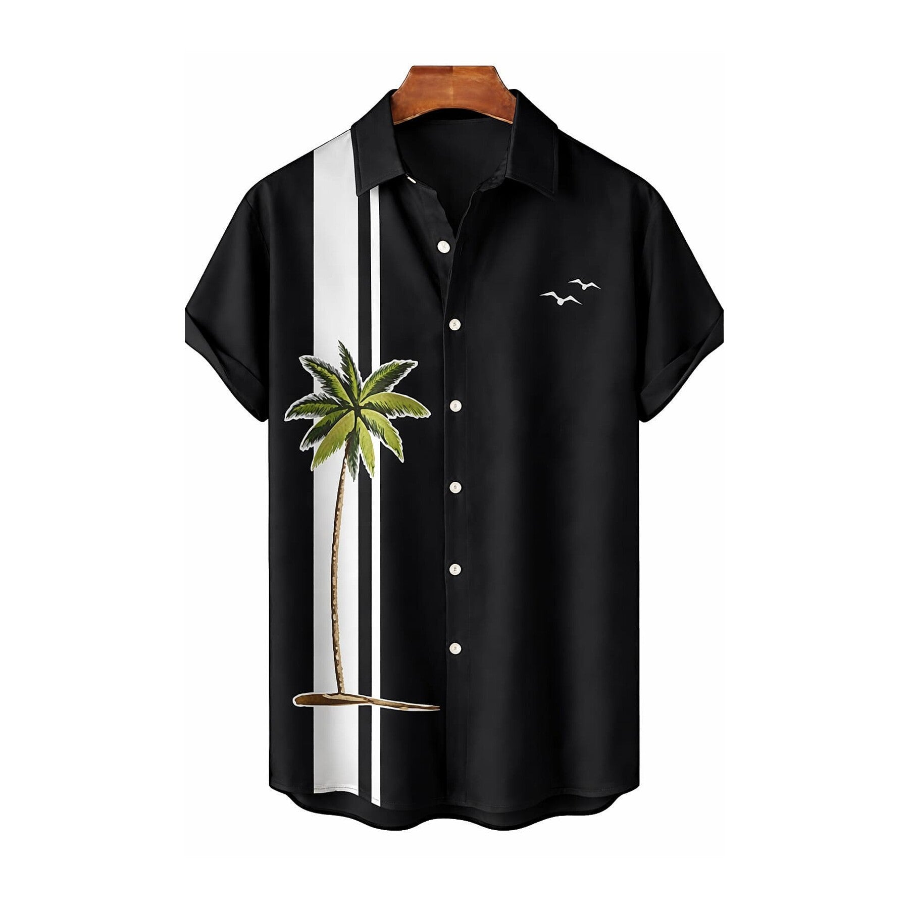 Half Sleeve Casual Shirt - Black Palm Tree