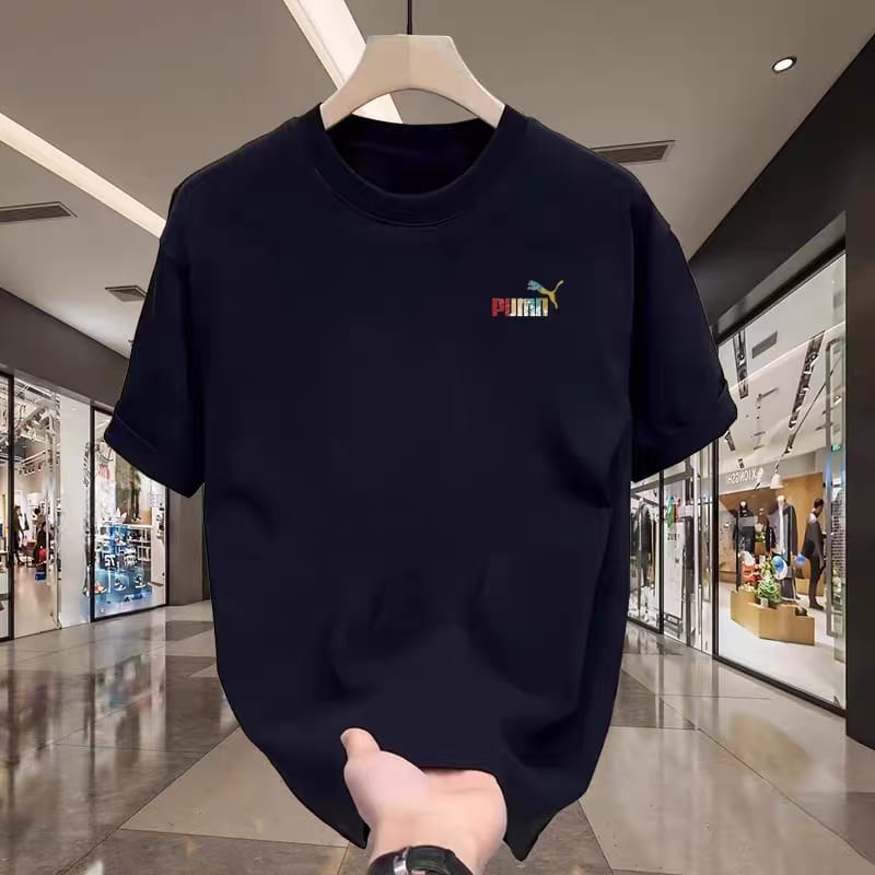 Premium Drop Shoulder T-Shirt Sports Graphic Collection - Navy Small Sport Logo