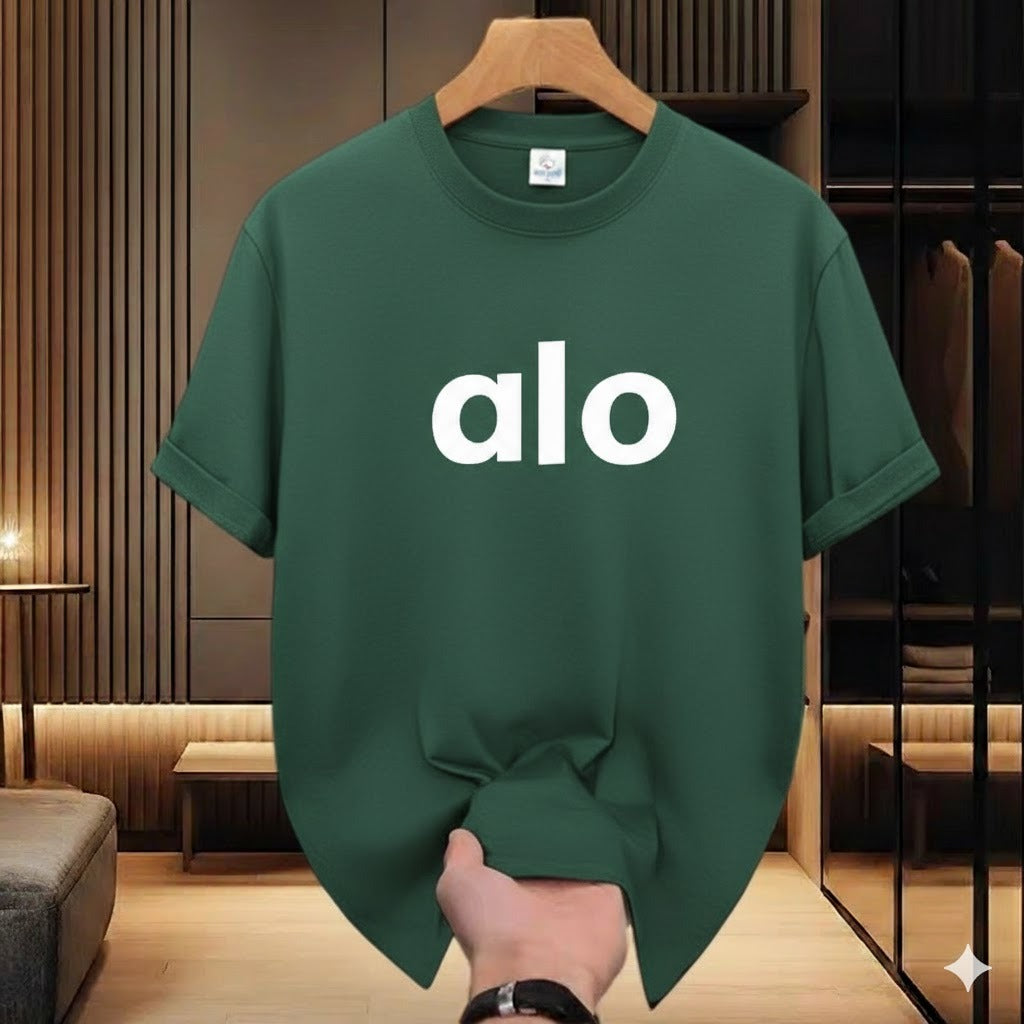 Premium Drop Shoulder T-Shirt Text Graphic Collection - Green Text Logo